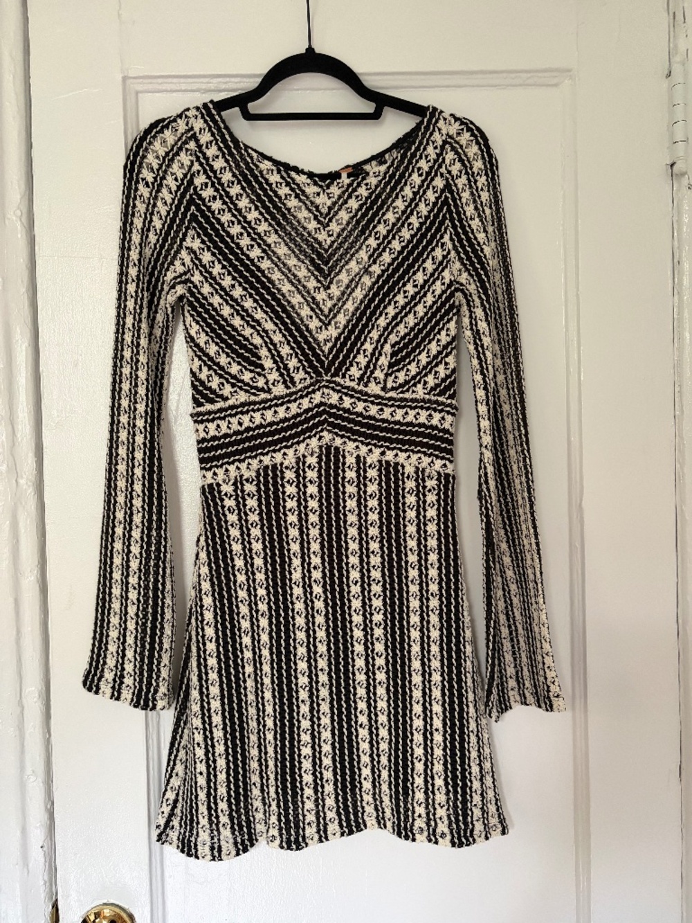 Unique knitted dress in black and white from Free People.